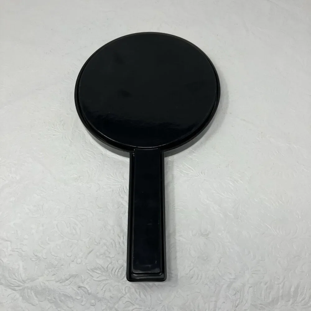 VTG Otagiri Nesting Double Hand Mirror Handles Black Lacquer 11” Diameter  Japan